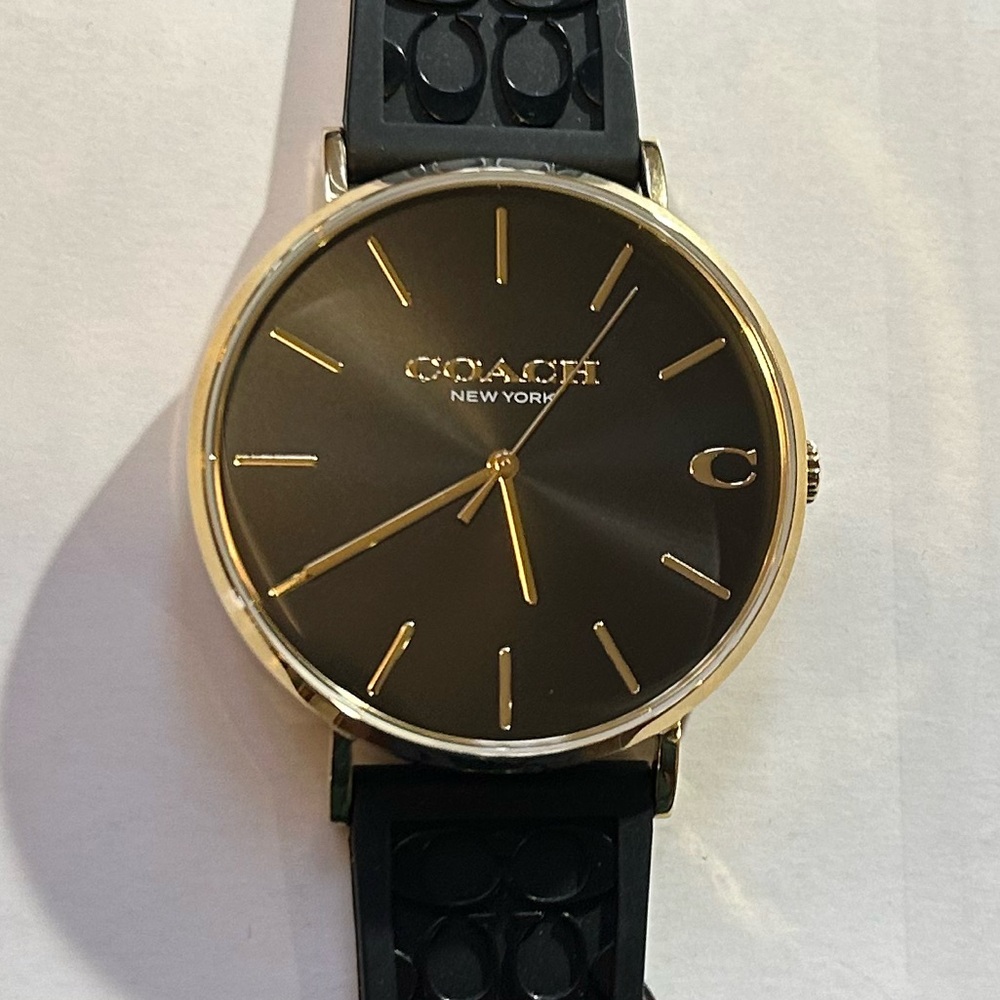 Coach Charles Watch With 41mm Black Face & Black Coach Stamped Signature…